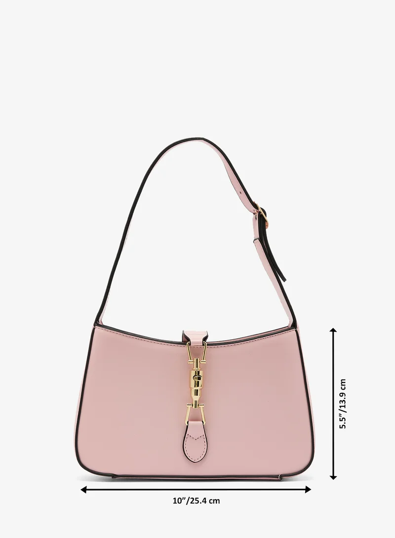 ELLA Pink Classic Shoulder Bag With Gold Accent for Women | Best Price UAE